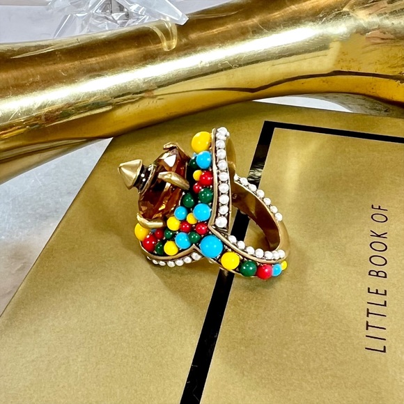|SOLD| Gucci Pearl, Crystal & Multicolor Bead Embellished Cocktail Ring - Picture 5 of 16